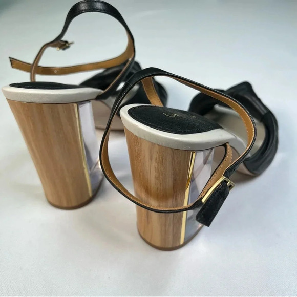 Calvin Klein Laureen acrylic / wooden block heel sandals Sz 9.5 worn in store - Picture 5 of 12